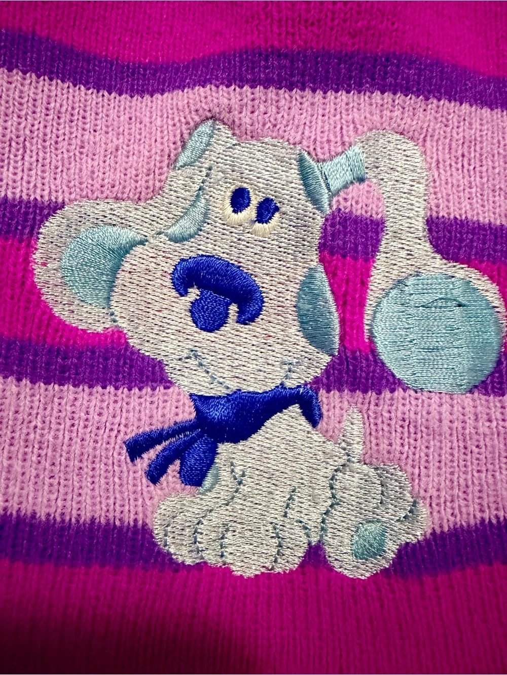 2003 VTG Blues Clues Magenta/Purple Striped Embroidered Toddler Knit Beanie/EUC - Picture 3 of 6